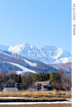 3月の白馬村からの北アルプス 麗しき北アルプス 積雪の北アルプス 3月の白馬村からの北アルプス 麗しき北アルプス 積雪の北アルプス 102217514