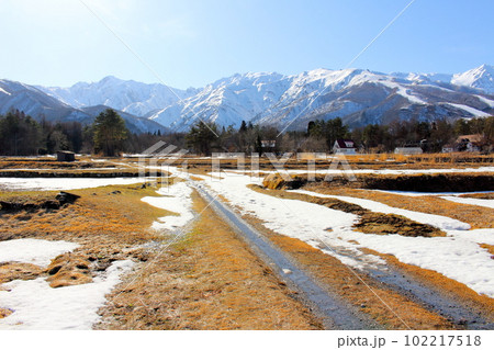 3月の白馬村からの北アルプス 麗しき北アルプス 積雪の北アルプス 3月の白馬村からの北アルプス 麗しき北アルプス 積雪の北アルプス 102217518