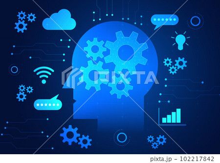 Artificial intelligence robot has a cog in the meaning. The work process of the artificial intelligence system that comes to help work and also helps to solve business problems. 102217842
