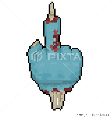 Cartoon pixel zombie right hand showing the middle finger. 102218033
