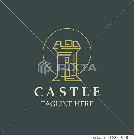 Castle logo graphic template design, Ancient castle vintage vector 102219508