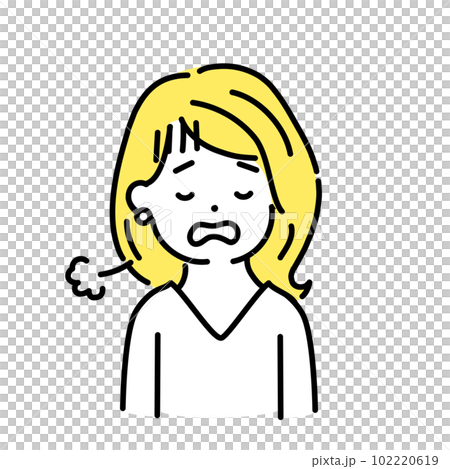 かわいい人物のイラストシリーズ。女性のオフィスワーカー。疲れた。 かわいい人物のイラストシリーズ。女性のオフィスワーカー。疲れた。 102220619