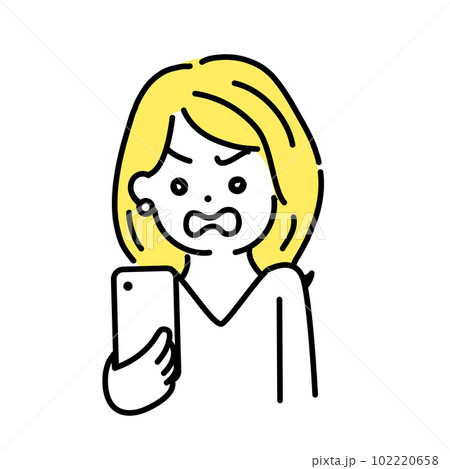 かわいい人物のイラストシリーズ。女性のオフィスワーカー。怒る。 かわいい人物のイラストシリーズ。女性のオフィスワーカー。怒る。 102220658