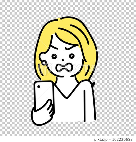 かわいい人物のイラストシリーズ。女性のオフィスワーカー。怒る。 かわいい人物のイラストシリーズ。女性のオフィスワーカー。怒る。 102220658