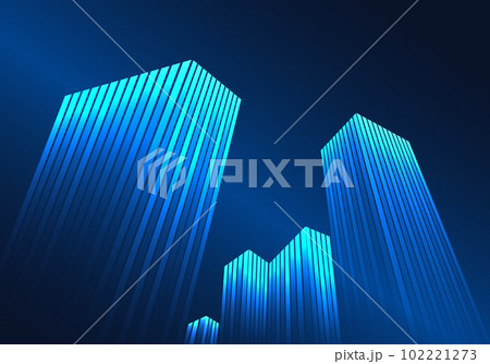 Abstract background high-rise technology plays shadow level The background is a dark blue gradient. Represents a building that uses technology to help manage and help businesses run smoothly. 102221273