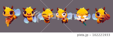 Cute bee emotion mascot, cartoon happy character 102221933