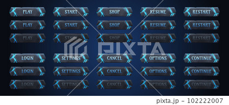 Old stone game buttons animation set 102222007