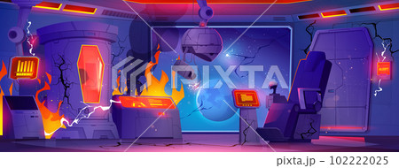 Fire smoke in cryogenic laboratory with capsule Fire smoke in cryogenic laboratory with capsule 102222025