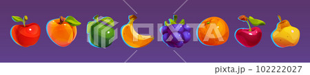 Casino fruit slot, vector icon for match 3 game 102222027