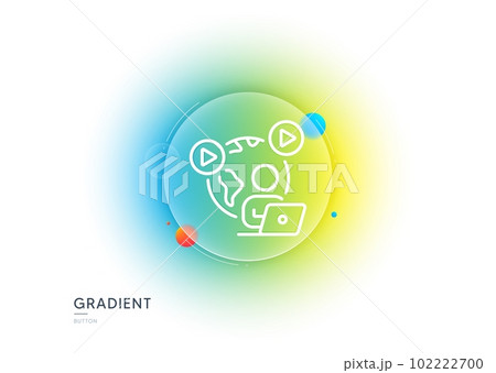 Video conference line icon. Gradient blur button with glassmorphism. Online meeting sign. Start presentation symbol. Transparent glass design. Video conference line icon. Vector Video conference line icon. Gradient blur button with glassmorphism. Online meeting sign. Start presentation symbol. Transparent glass design. Video conference line icon. Vector 102222700