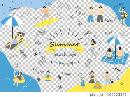 Summer material collection of people playing in the sea 102223331