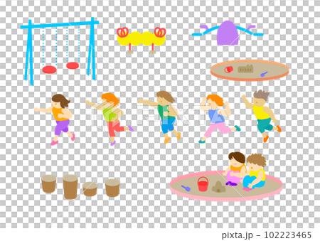 Vector illustration material: child playing in the park: Children playing in the park 102223465