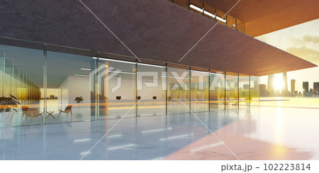 3D Modern office building with concrete and glass facade 3D Modern office building with concrete and glass facade 102223814