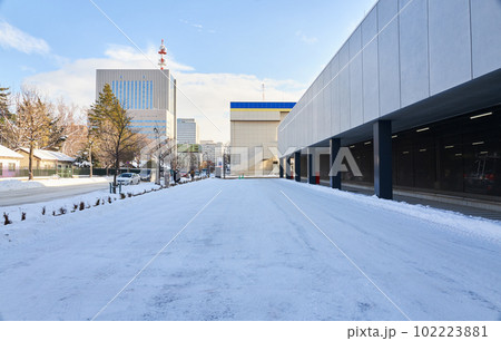 Street covered with snow in winter in Hokkaido Street covered with snow in winter in Hokkaido 102223881