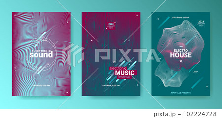 Psychedelic Abstract Dj Flyer. Electro Sound Cover. Techno Dance 102224728