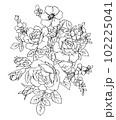 バラのブーケ　線描き　塗り絵 102225041
