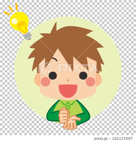 Cute boy icon illustration white background vector avatar with an idea 102225097