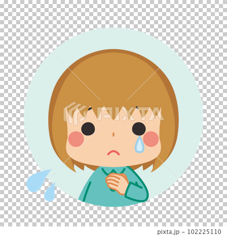 Crying cute girl icon illustration white background vector avatar 102225110