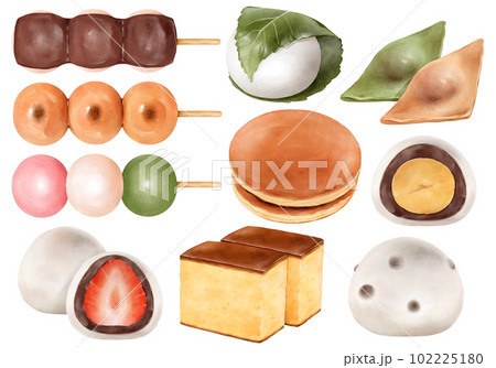 和菓子のセットイラスト 和菓子のセットイラスト 102225180