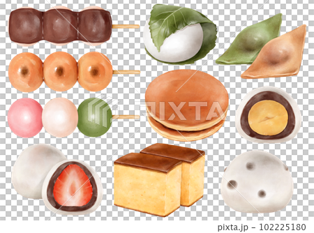和菓子のセットイラスト 和菓子のセットイラスト 102225180