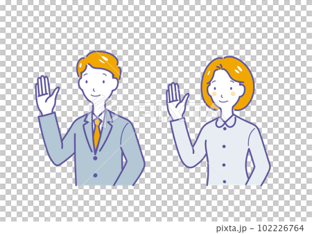 man and woman raising hands man and woman raising hands 102226764