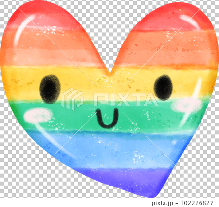 cute pride rainbow heart shape kawaii cartoon  - Stock