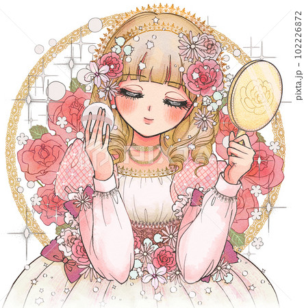 お人形のような美肌、陶器肌を目指すお姫様のイラスト お人形のような美肌、陶器肌を目指すお姫様のイラスト 102226872