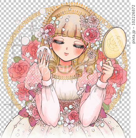 お人形のような美肌、陶器肌を目指すお姫様のイラスト お人形のような美肌、陶器肌を目指すお姫様のイラスト 102226872