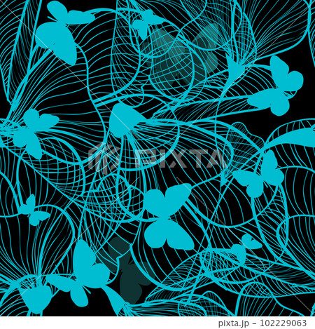 blue seamless background with butterflies. Vector illustration blue seamless background with butterflies. Vector illustration 102229063