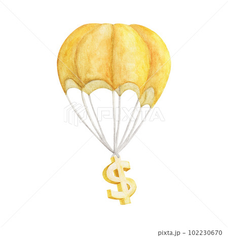 Golden Dollar. Watercolor illustration. 102230670