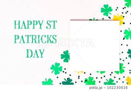 Holiday template Happy St. Patrick's Day on a white background Holiday template Happy St. Patrick's Day on a white background 102230816