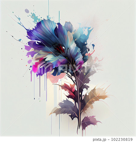 Flowers watercolor illustration isolated on white background, Spring Summer, digital painting Design for fabric, Generative AI 102230819