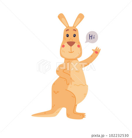 Funny Kangaroo Marsupial Animal Greeting Saying Hi Vector Illustration Funny Kangaroo Marsupial Animal Greeting Saying Hi Vector Illustration 102232530