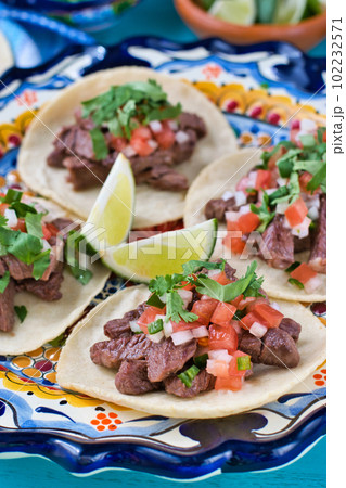 メキシコ料理の美味しいタコス メキシコ料理の美味しいタコス 102232571