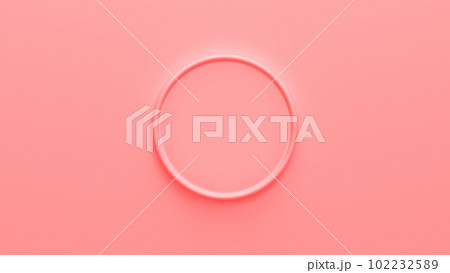 Pink circle on a pink background with copy space.  102232589