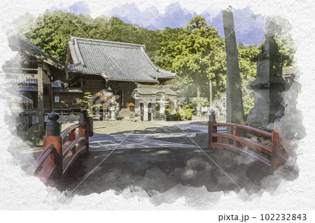 水彩画風 四国八十八箇所3番 金泉寺 本堂 徳島県板野町 水彩画風 四国八十八箇所3番 金泉寺 本堂 徳島県板野町 102232843
