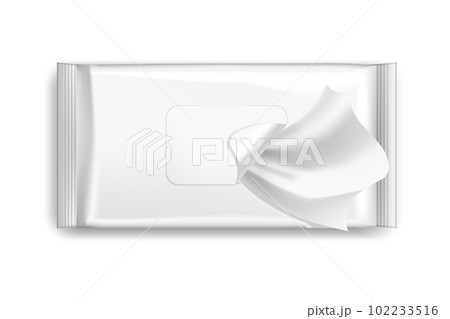 Realistic wet wipe or isolated napkin pack template. 3d image of pouch for hygiene or sanitary container mockup. Hand cleaning sachet. Medical and cleaning product box design. Antibacterial hygiene Realistic wet wipe or isolated napkin pack template. 3d image of pouch for hygiene or sanitary container mockup. Hand cleaning sachet. Medical and cleaning product box design. Antibacterial hygiene 102233516