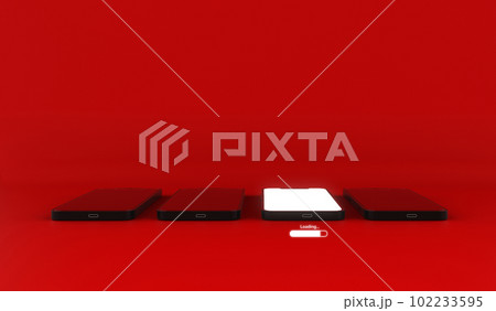Mobile Phone and loading icon. Different concept. 3D illustration. Mobile Phone and loading icon. Different concept. 3D illustration. 102233595