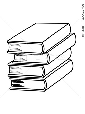 積み重なった本のシンプルなイラストの線画 102233759