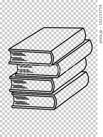 積み重なった本のシンプルなイラストの線画 102233759