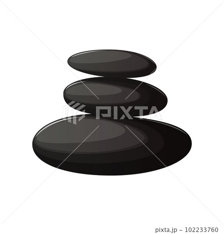 Black spa stones. Balance. Decorative accessory for salons, massage, relaxation. Cartoon style.  102233760