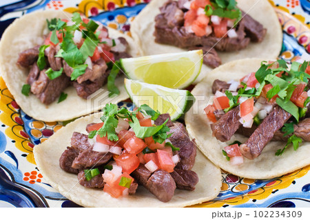 メキシコ料理の美味しいタコス 102234309