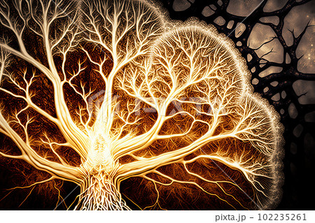 Natural fungus mycelium network texture closeup 102235261