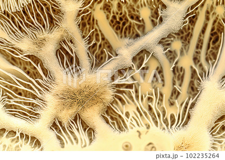 Natural fungus mycelium network texture closeup 102235264