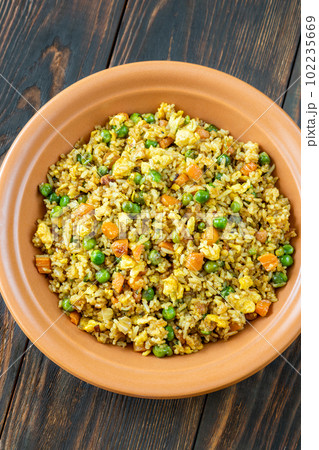 Portion of fried rice 102235669