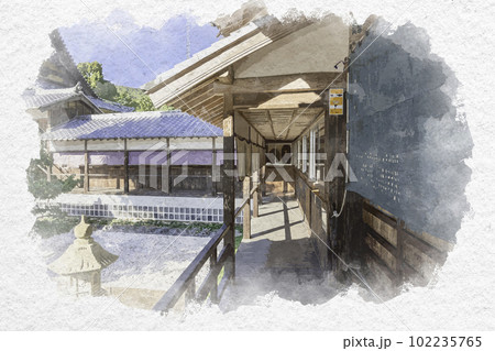水彩画風 四国八十八箇所4番 大日寺 回廊 徳島県板野町 水彩画風 四国八十八箇所4番 大日寺 回廊 徳島県板野町 102235765