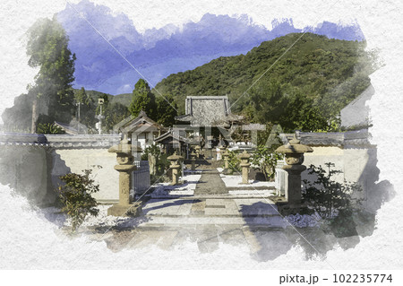 水彩画風 四国八十八箇所4番 大日寺 境内 徳島県板野町 水彩画風 四国八十八箇所4番 大日寺 境内 徳島県板野町 102235774