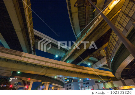 大阪阿波座ジャンクションの夜景 102235826