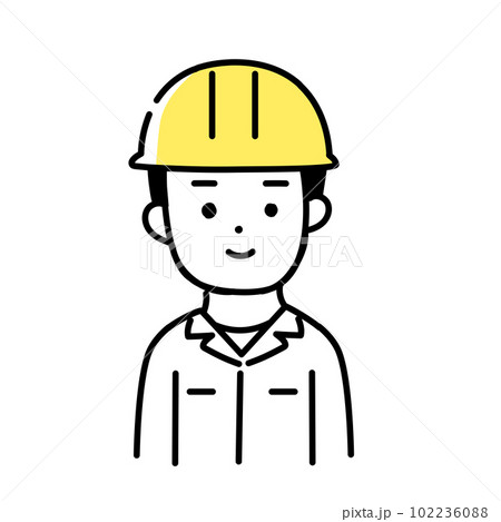 かわいい人物のイラストシリーズ _ 男性の作業員 _ 笑顔　 102236088