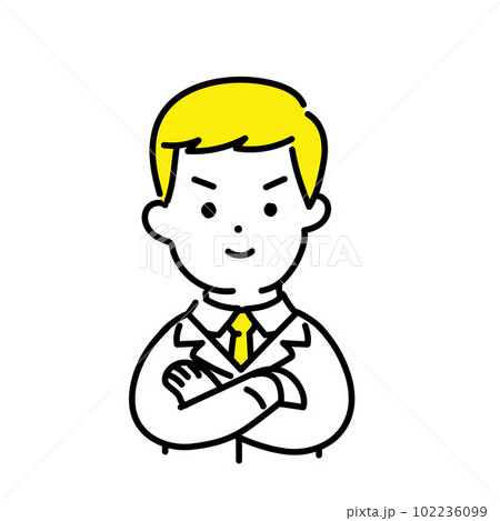かわいい人物のイラストシリーズ _ 男性のエンジニア _ 腕組み　 102236099